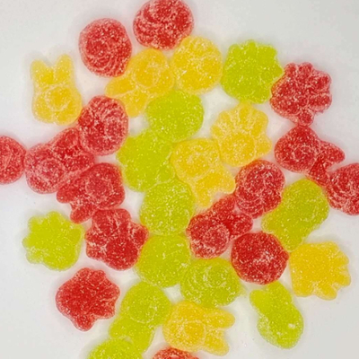 Żelki owocowe w kształcie i kolorach mix z posypką cukrową