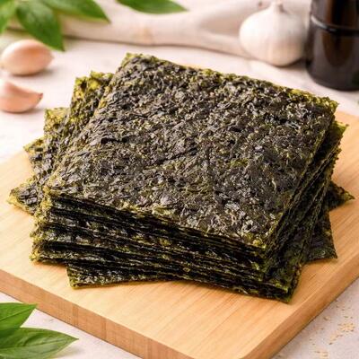 Certyfikowane przez BRC Przekąski z Prażonych Wodorostów Bezglutenowe, Niskotłuszczowe, o Smaku Soli Morskiej, dla Detalu i Przemysłu Spożywczego